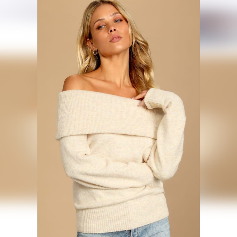 ⛔️SOLD⛔️ Palette of Autumn Cream Multi Knit Off-the-Shoulder Sweater
